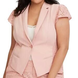 NWT Torrid Blush Coquette Floral Lace Short Sleeve Blazer